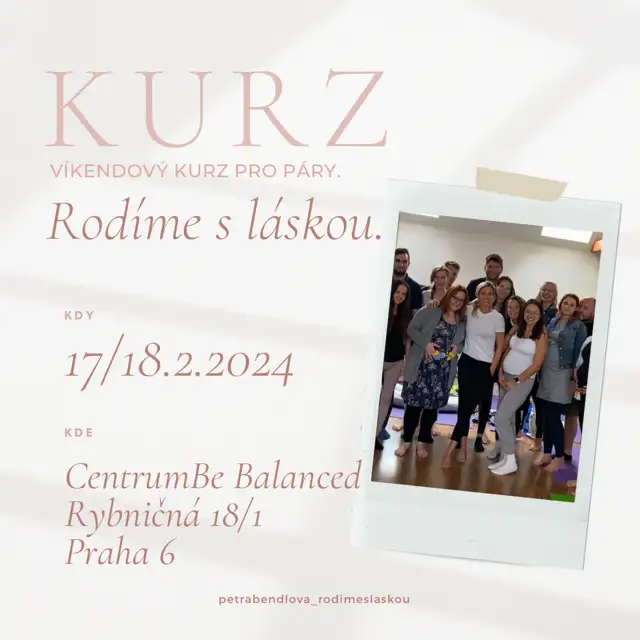 Plakát předporodního kurzu Rodíme s láskou
