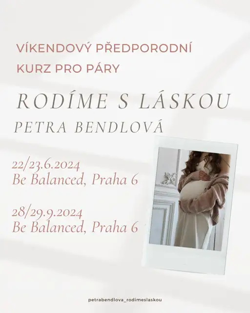 Plakát víkendového předporodního kurzu Rodíme s láskou